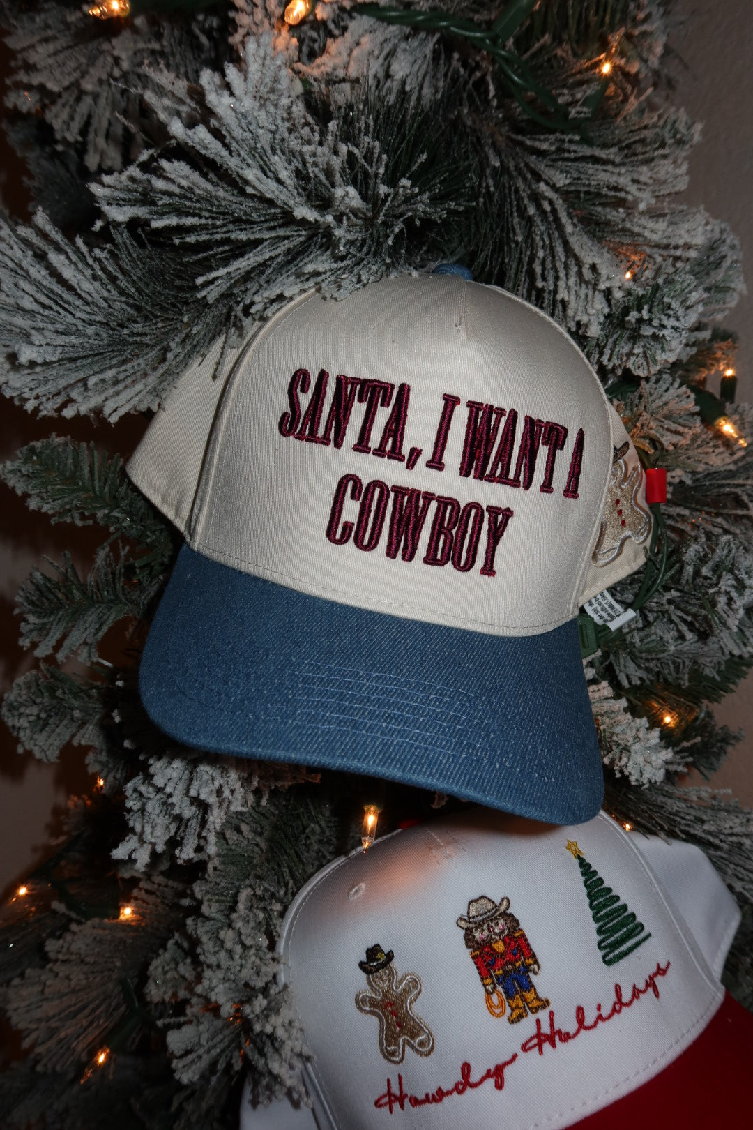 Santa, I want a Cowboy Christmas Holiday Trucker Hat