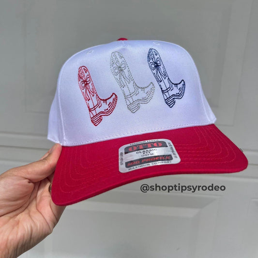 Red white and Blue Boots Hat