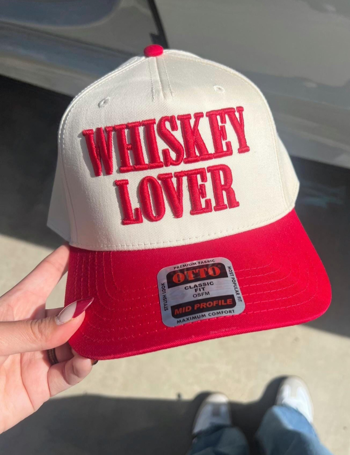 Whiskey Embroidered Puff Trucker Hat