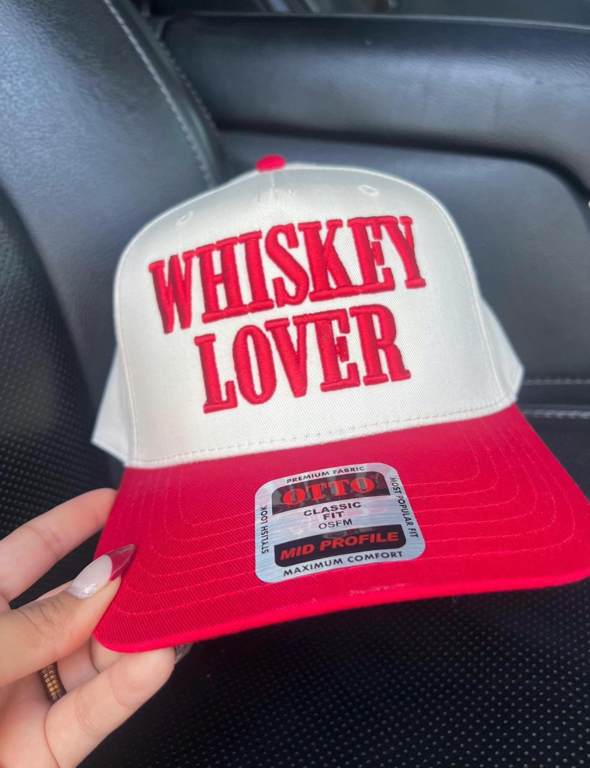 Whiskey Embroidered Puff Trucker Hat