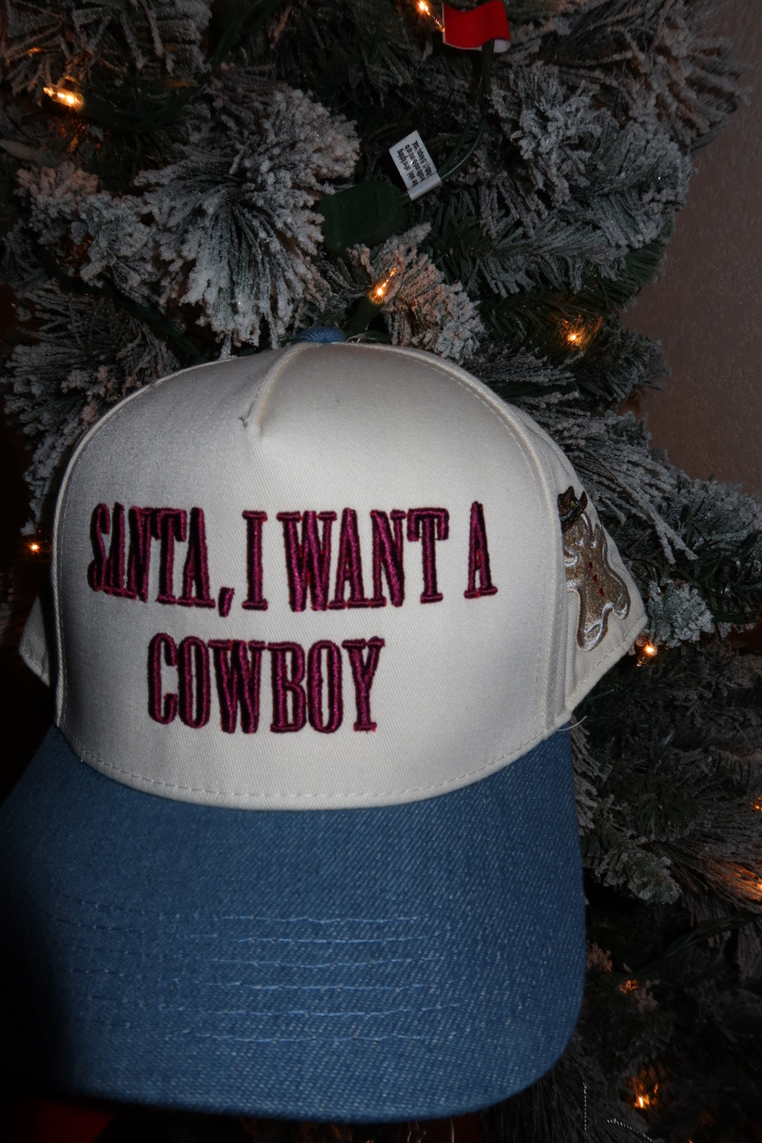 Santa, I want a Cowboy Christmas Holiday Trucker Hat 