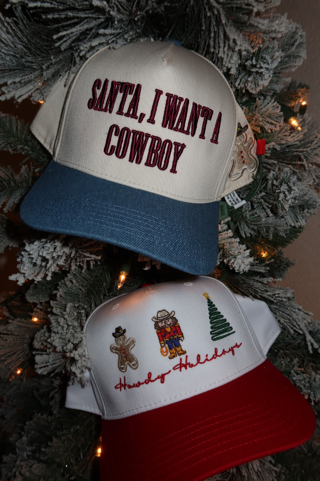Santa, I want a Cowboy Christmas Holiday Trucker Hat 