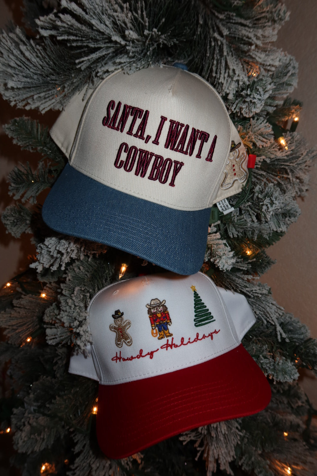 Santa, I want a Cowboy Christmas Holiday Trucker Hat 