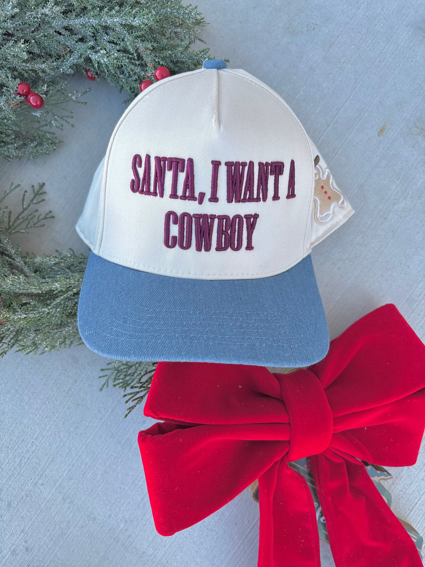 Santa, I want a Cowboy Christmas Holiday Trucker Hat 