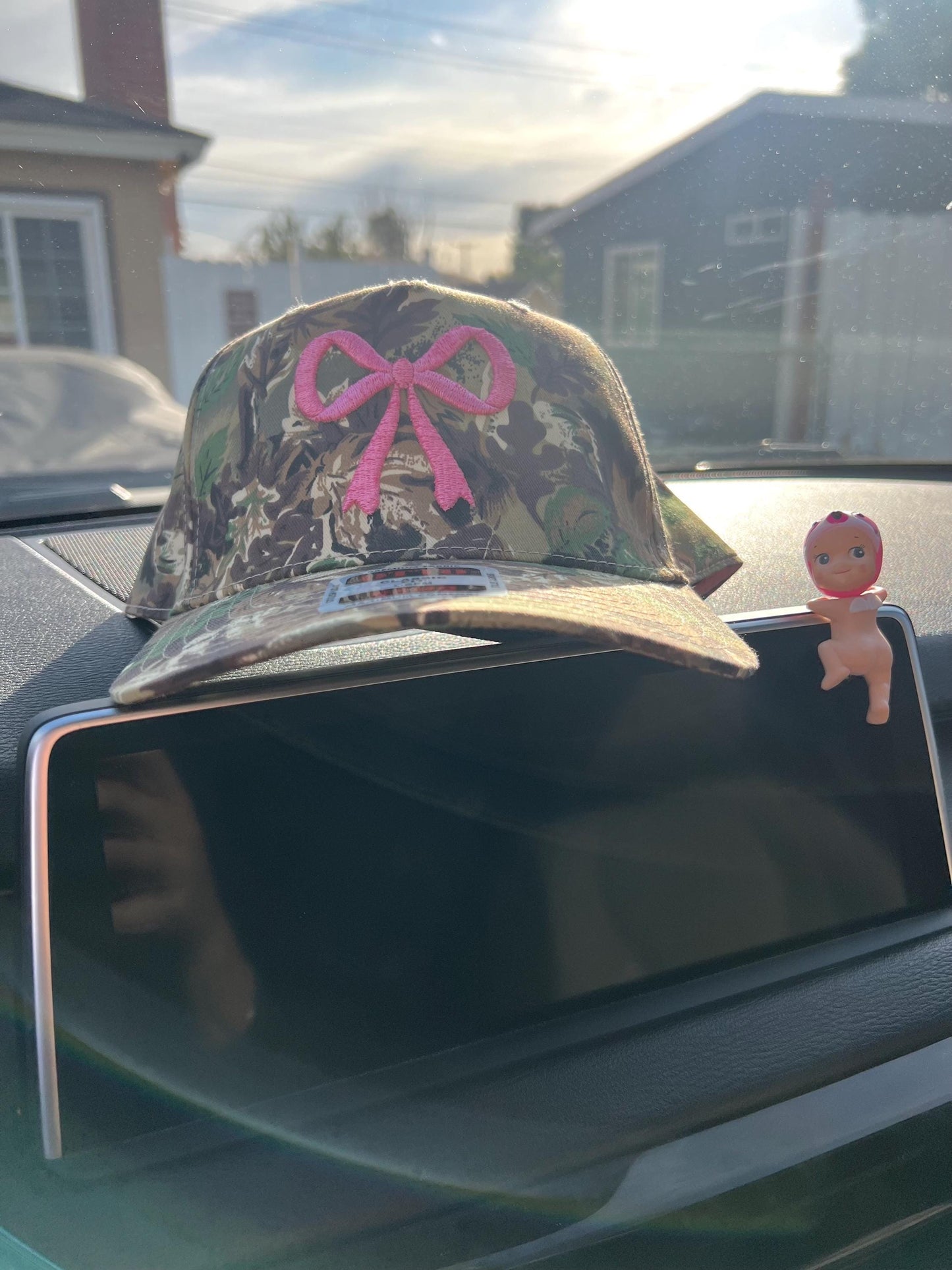 Camo Bow Embroidered Trucker Hat